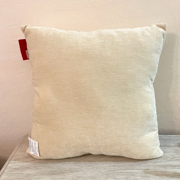 New Christmas Throw Pillow Joy To The World Ivory Velour Gold Sequin 18" Square - Picture 2 of 6